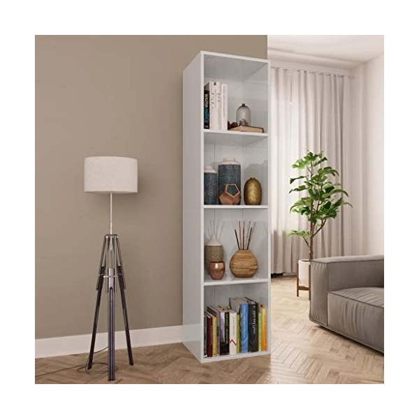 vidaXL BibliothÃƒ¨Que/Meuble TV Blanc Brillant 36x30x143 cm AgglomÃƒrÃƒ