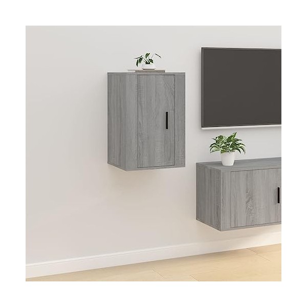 WREWING Meuble TV,Table Télévision avec Portes,Buffet Salon,Meuble Bas Suspendu ou Debout,Support Télé avec Étagères Réglable