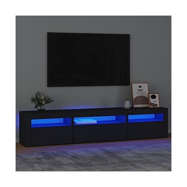Hovothy Meuble TV avec Lumières LED Colorées Gris Béton 180x35x40 cm Bois dingénierie Armoire Vidéo Style Tendance Meuble Mé