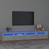 Hovothy Meuble TV avec Lumières LED Colorées Gris Béton 180x35x40 cm Bois dingénierie Armoire Vidéo Style Tendance Meuble Mé