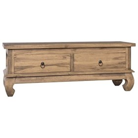 Maxspace TV Meuble, Meuble Tele, Meuble TV Chambre, Meuble TV Iindustriel110x35x40 cm Bois de Teck solideConvient à la Chambr