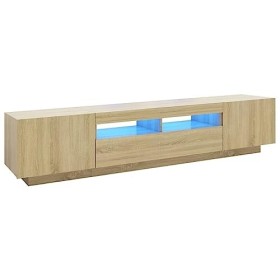 Meuble TV, Banc TV Support de Télévision Table TV Bas Armoire Basse Meuble TV avec lumières LED Chêne Sonoma 200x35x40 cm