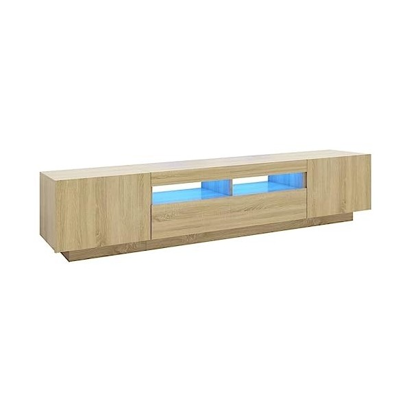 Meuble TV, Banc TV Support de Télévision Table TV Bas Armoire Basse Meuble TV avec lumières LED Chêne Sonoma 200x35x40 cm