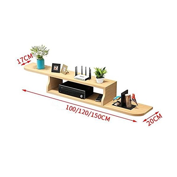 MABIBI Meuble TV pour salon mural - Meuble TV flottant - Meuble TV mural en bois massif - Étagère murale - Décoration murale 