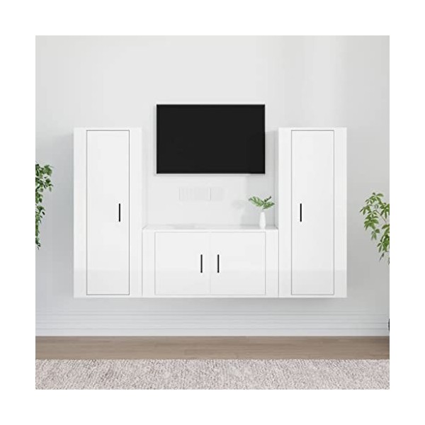 Meuble TV,Étagère TV Flottante, Support de Télévision Flottant Fixé au Mur Centre de Console Multimédia de Divertissement Gra