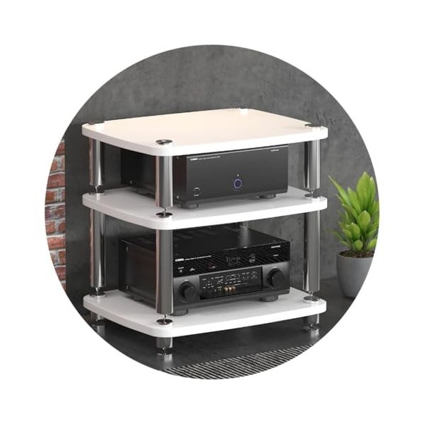 Support Darmoire Audio en MDF avec Pieds Absorbant Les Chocs – Support pour Tourne-Disque à 4 Couches, étagère pour Amplific