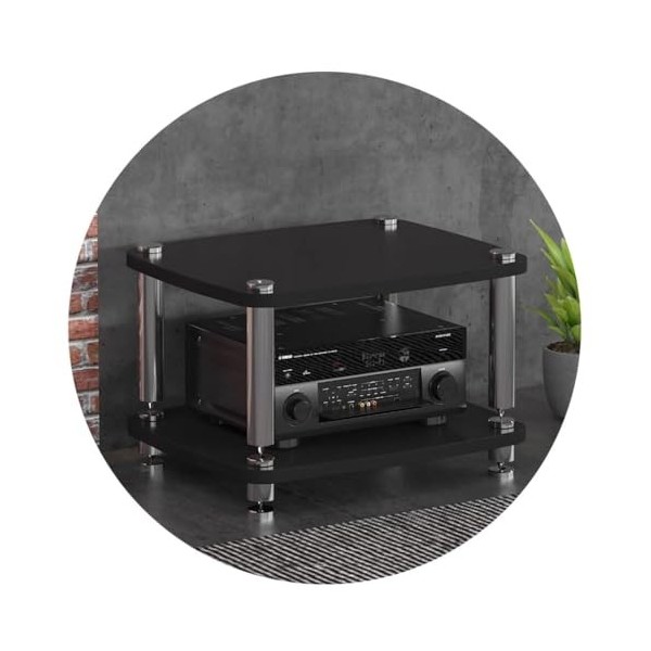 Support Darmoire Audio en MDF avec Pieds Absorbant Les Chocs – Support pour Tourne-Disque à 4 Couches, étagère pour Amplific