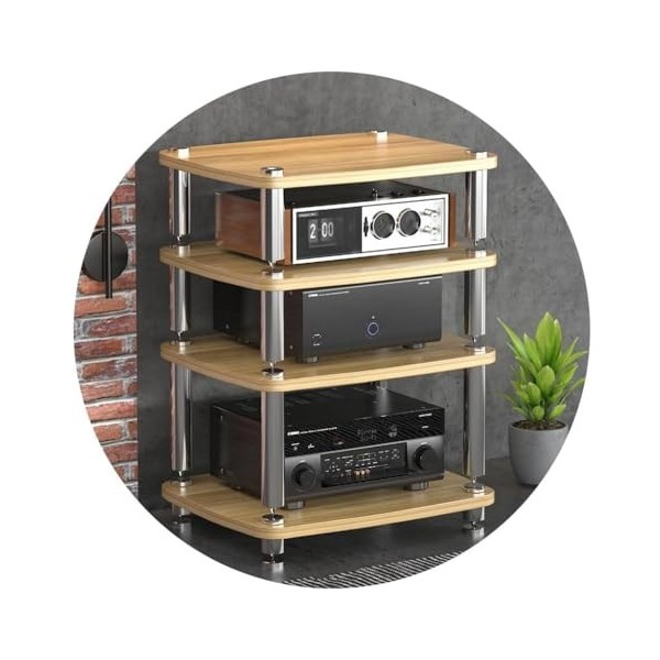 Support Darmoire Audio en MDF avec Pieds Absorbant Les Chocs – Support pour Tourne-Disque à 4 Couches, étagère pour Amplific
