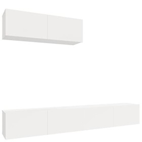 Camerina Ensemble de Meubles TV 3 pcs Blanc Brillant Bois dingénierie,Table Television Salon,Meuble Télé Haut,Meuble TV Haut