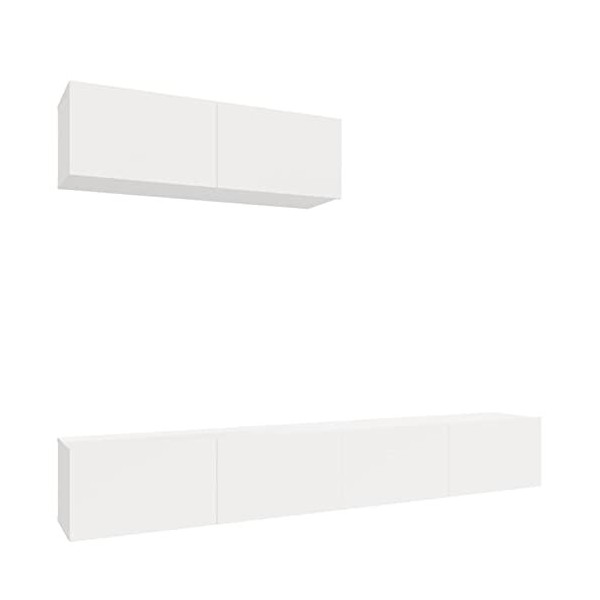 Camerina Ensemble de Meubles TV 3 pcs Blanc Brillant Bois dingénierie,Table Television Salon,Meuble Télé Haut,Meuble TV Haut