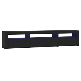 ZEYUAN Meuble TV avec lumières LED Noir 195x35x40 cm,Meuble TV,Meuble TV Moderne,Meuble de Salon