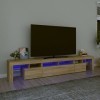 CIADAZ Meuble TV avec lumières LED Chêne Sonoma 230x36,5x40 cm,Meuble TV,Meuble TV Moderne,Meuble de Salon