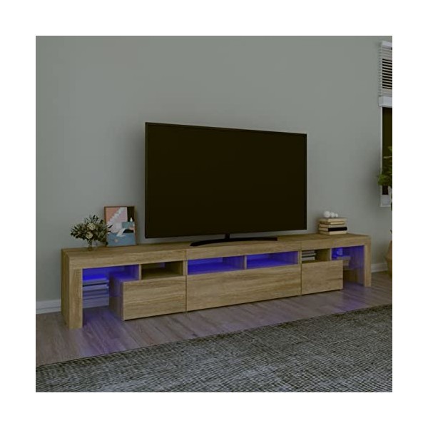ZEYUAN Meuble TV avec lumières LED Chêne Sonoma 230x36,5x40 cm,Meuble TV,Meuble TV Moderne,Meuble de Salon
