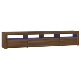 ZEYUAN Meuble TV avec lumières LED Chêne Marron 210x35x40 cm,Meuble TV,Meuble TV Moderne,Meuble de Salon