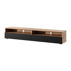 Selsey - REDNAW - Meuble TV - 180 cm - chêne wotan/Noir Brillant - scandinave - Moderne
