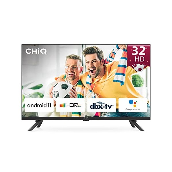 CHIQ L32G7L, 80cm 32 Pouces , télévision Android 11 Bord Ultra Fin & Support Mural TV Orientable pour écrans 32-55 Pouces LE