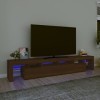 Camerina Meuble TV avec lumières LED Chêne Marron 230x36,5x40 cm,Meuble TV,Meuble TV Moderne,Meuble de Salon