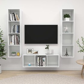 WREWING Meuble TV,Bas Table TV Support de Télévision en Bois pour Salon Chambre Salle à Manger,Support pour Téléviseur Jusqu’