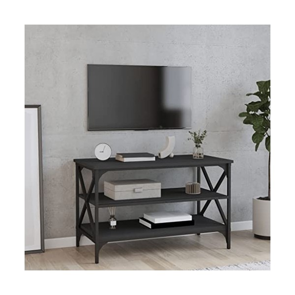 Keyur Meuble TV, Banc TV Buffet Bas Support de Télévision Meuble Télé Meuble TV Noir 80x40x50 cm Bois dingénierie