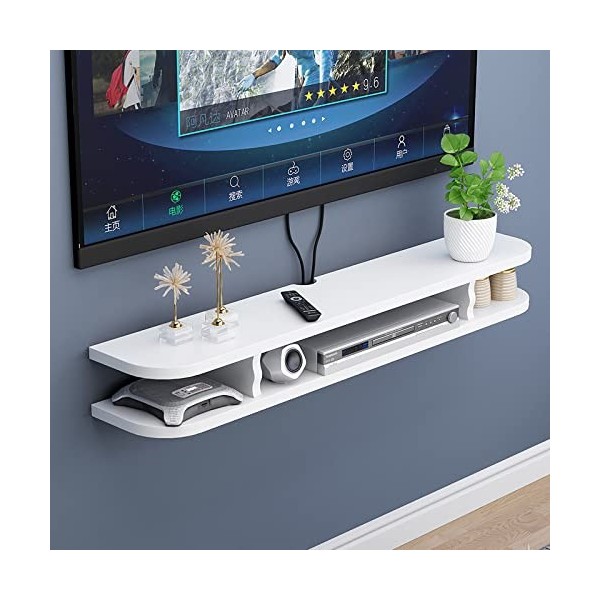 EsEntL Meuble TV Flottant, Étagère Flottante Meuble TV Mural Étagère De Rangement Multimédia pour Boîtes De Câble Routeurs Le