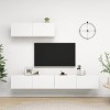 JUNZAI Meubles TV 3 pcs Blanc Aggloméré,Meuble Bas Salon,Meubles De Salon TV,Meuble TV Longueur
