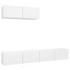 JUNZAI Meubles TV 3 pcs Blanc Aggloméré,Meuble Bas Salon,Meubles De Salon TV,Meuble TV Longueur