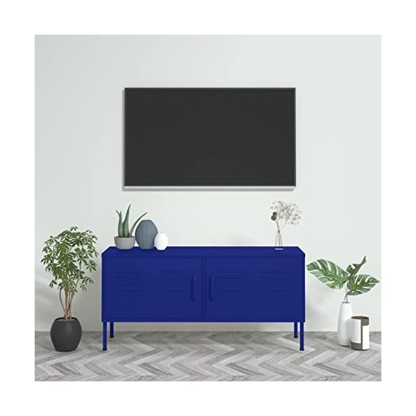 ZEYUAN Meuble TV Bleu Marine 105x35x50 cm Acier,Meuble TV,Meuble TV Moderne,Meuble de Salon
