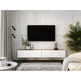 3E 3xE living.com Meuble TV Suspendu, D: L: 2 X 100 cm, H : 34 cm, P : 32 cm. Rangement TV, Meuble TV Mural, Table TV, Meuble