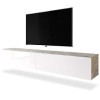 Selsey Kane - Meuble TV à Suspendre/Banc TV béton/Blanc Brillant, 180 cm, avec LED 