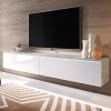 Selsey Kane - Meuble TV à Suspendre/Banc TV béton/Blanc Brillant, 180 cm, avec LED 