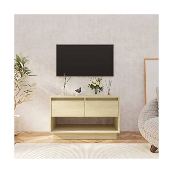 VEEKI Meuble TV, Meuble TV Suspendu, Meuble TV Blanc, Meuble TV Industriel, Meubles de Salon, Salon, Chambre, Cadre en Acier,