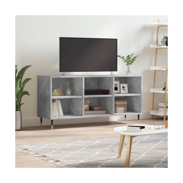 Meuble TV Gris béton 103,5x30x50 cm Bois dingénierie - Banc TV, Meuble TV Suspendu, Convient pour Salon ou Chambre