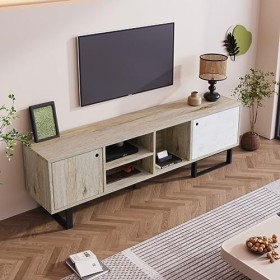 Meuble TV Vintage avec 2 Portes 2 Compartiments 1 Compartiment Ouvert Meuble TV Panneau TV Meuble TV Étagère TV Table TV pour