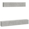 Ensemble de Meubles TV 4 pcs Gris béton Bois dingénierie - Meuble télé, Meuble TV Industriel, Meuble Chambre, Convient pour 