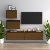 Meubles TV 4 pcs Marron Miel Bois Massif de pin - Meuble télé, Meuble TV Industriel, Meuble Chambre, Convient pour Salon ou C