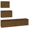Meubles TV 4 pcs Marron Miel Bois Massif de pin - Meuble télé, Meuble TV Industriel, Meuble Chambre, Convient pour Salon ou C