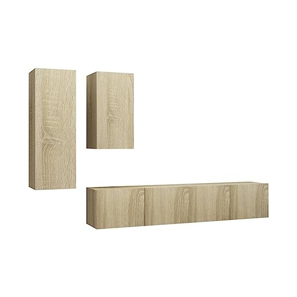 Ensemble de Meuble TV 4 pcs Chêne Sonoma Aggloméré - Table TV Support de Télévision en Bois pour Salon Chambre Salle à Manger