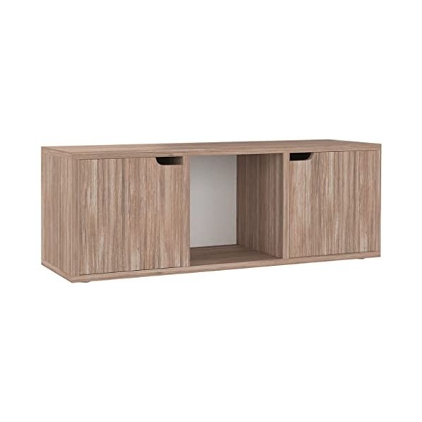 VEEKI Meuble TV, Meuble TV Suspendu, Meuble TV Blanc, Meuble TV Industriel, Meubles de Salon, Salon, Chambre, Cadre en Acier,