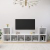 Gecheer Meubles TV 4 pcs Blanc Brillant 72x35x36,5 cm Aggloméré Banc TV, Support de Télévision pour Salon, Chambre Meubles