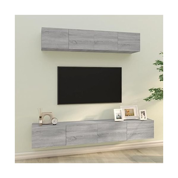 WREWING Meuble TV,Support pour Téléviseur Jusqu’à 50-80 Pouces,Table Télé avec Étagères Réglables,Bas Table TV Support de Tél