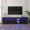 Meuble TV de style moderne - 180 x 35 x 45 cm L x l x H - Avec éclairage LED et étagères en verre - Grand espace de rangeme