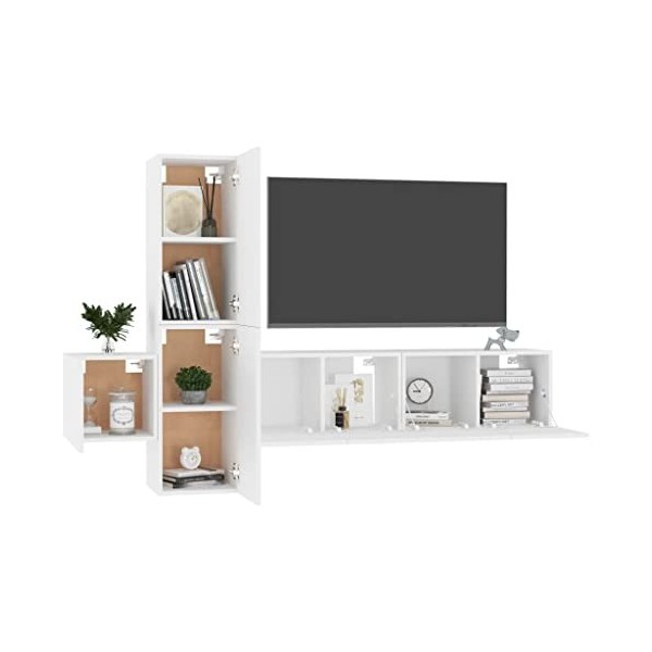 Meuble TV,Étagère TV Flottante, Support de Télévision Flottant Fixé au Mur Centre de Console Multimédia de Divertissement Gra