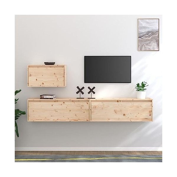 WREWING Meuble TV,Bas Table TV Support de Télévision en Bois pour Salon Chambre Salle à Manger,Support pour Téléviseur Jusqu’