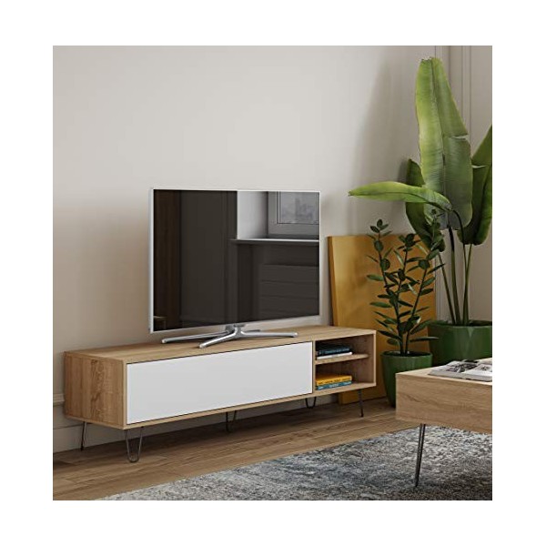 Temahome 3370A1021A01 Aero Meuble Tv Panneaux de Particules Mélamines Chêne Naturel 165 X 40 X 43,5 Cm