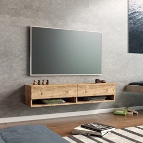 [en.casa] Meuble TV à 2 Portes Meuble de Rangement Design pour Salon avec 2 Espaces de Stockage Panneau de Particules Mélamin
