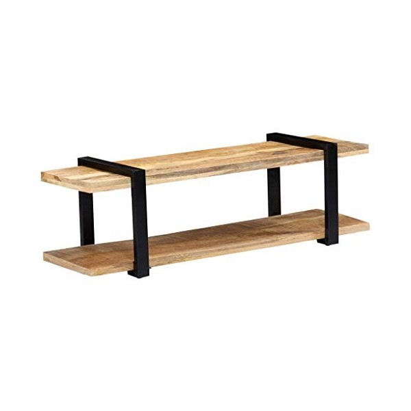 Tidyard Meuble TV/Meuble télé/Table Basse/Buffet en Bois de Manguier Massif Style Industriel 130 x 40 x 40 cm