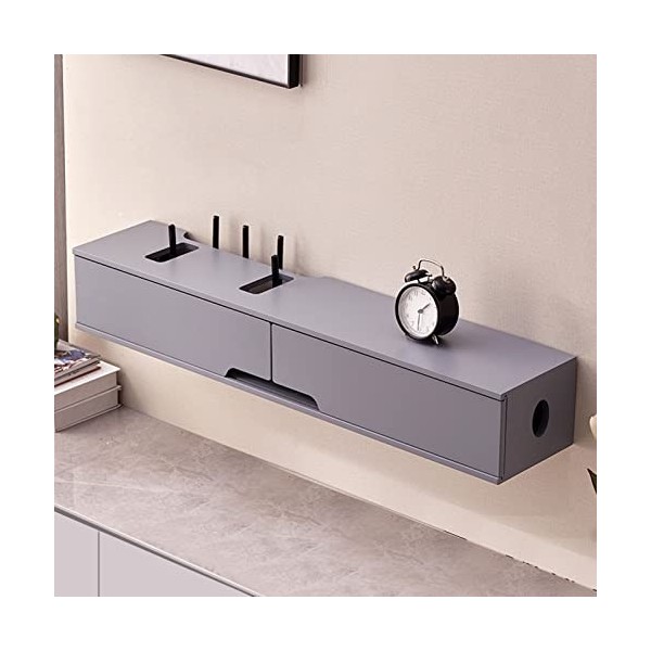 EsEntL Meuble TV Mural Étagères pour décodeur TV WiFi, 80/100 cm, Console Audio/vidéo Murale, Petit Meuble TV Flottant, Suppo