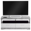 Meuble TV Cristal 120cm - béton/Blanc Brillant