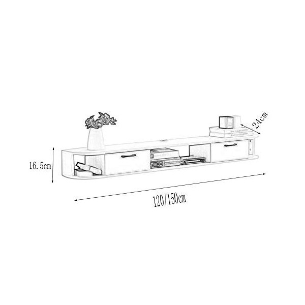 Brooke shop Meuble TV flottant, support pour décodeur de console de divertissement multimédia, console vidéo/B / 120×24×16.5c