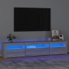 Higsose Meuble TV Salon avec Lumières LED Colorées Gris Béton 180x35x40 cm Bois dingénierie Style Tendance Meuble Média Dess
